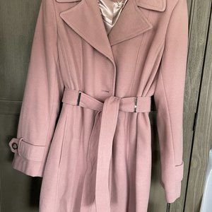 PINK WINTER COAT "BARBIE" INSPIRED SZ L CALVIN KLEIN SUPER SOFT WOOL BLEND